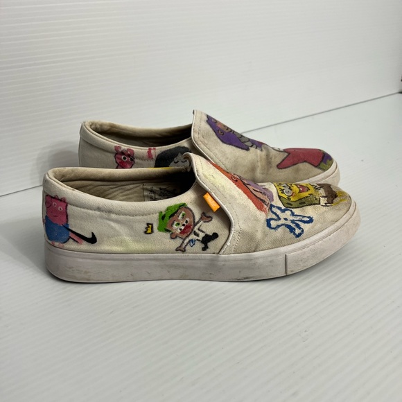 NIKE customized COURT LEGACY all white canvas slip ons size 11 - Picture 2 of 10